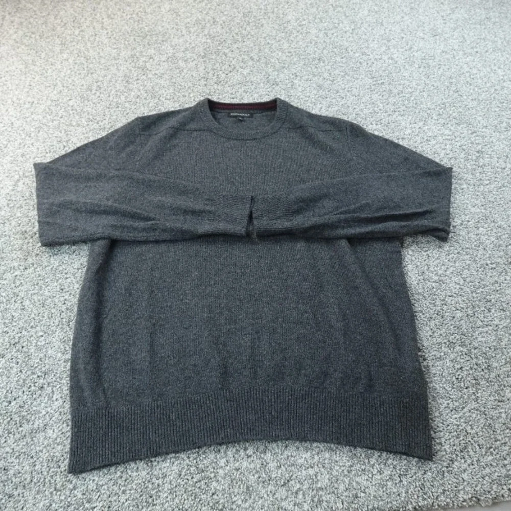 Banana Republic Sweater Mens XL Gray Merino Extra Fine‎ Wool Pullover Crewneck